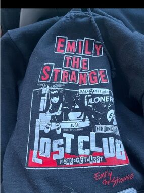 Black graphic Emily the strange hoodie vintage 2007